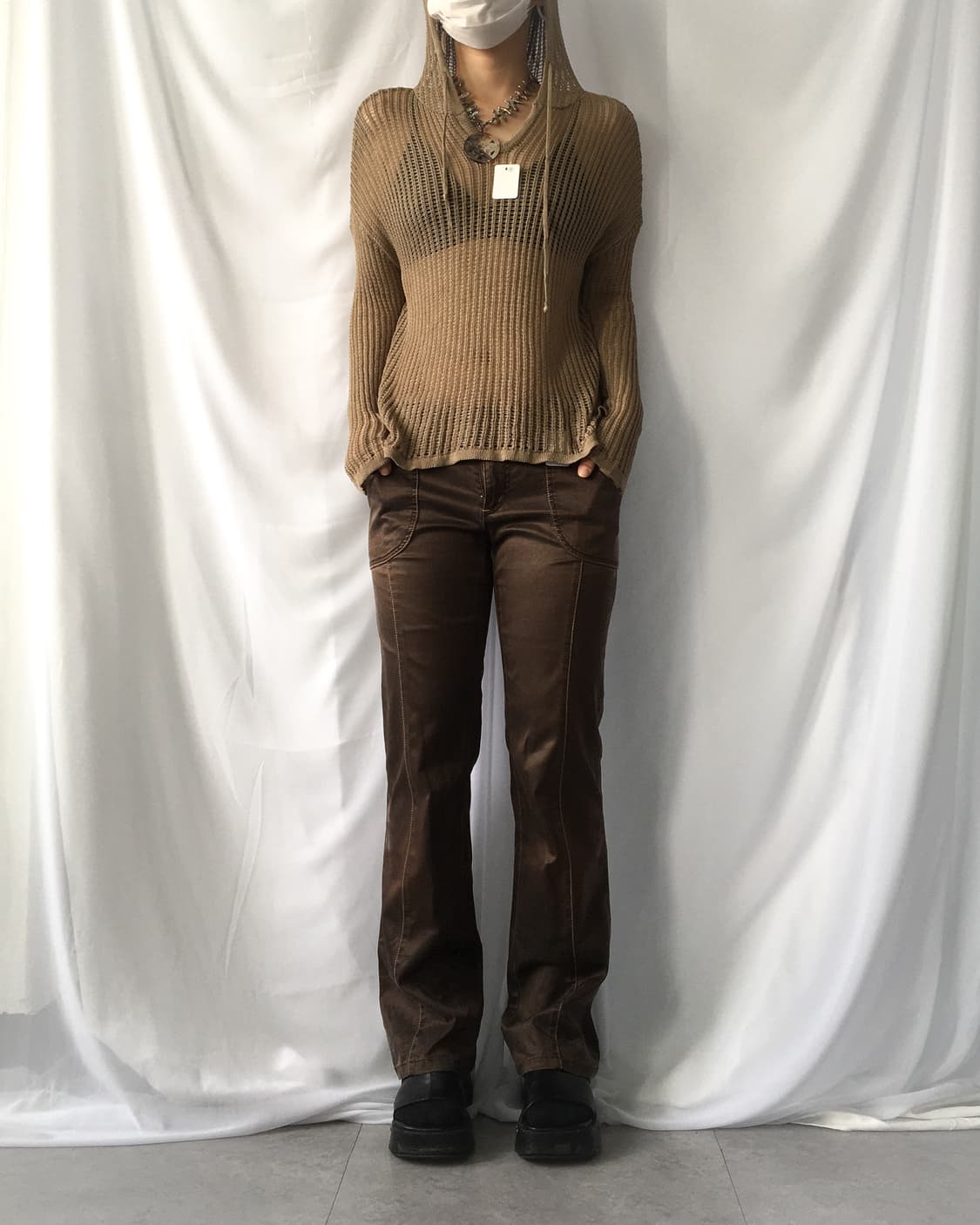 Khaki brown net hood 상품이미지6