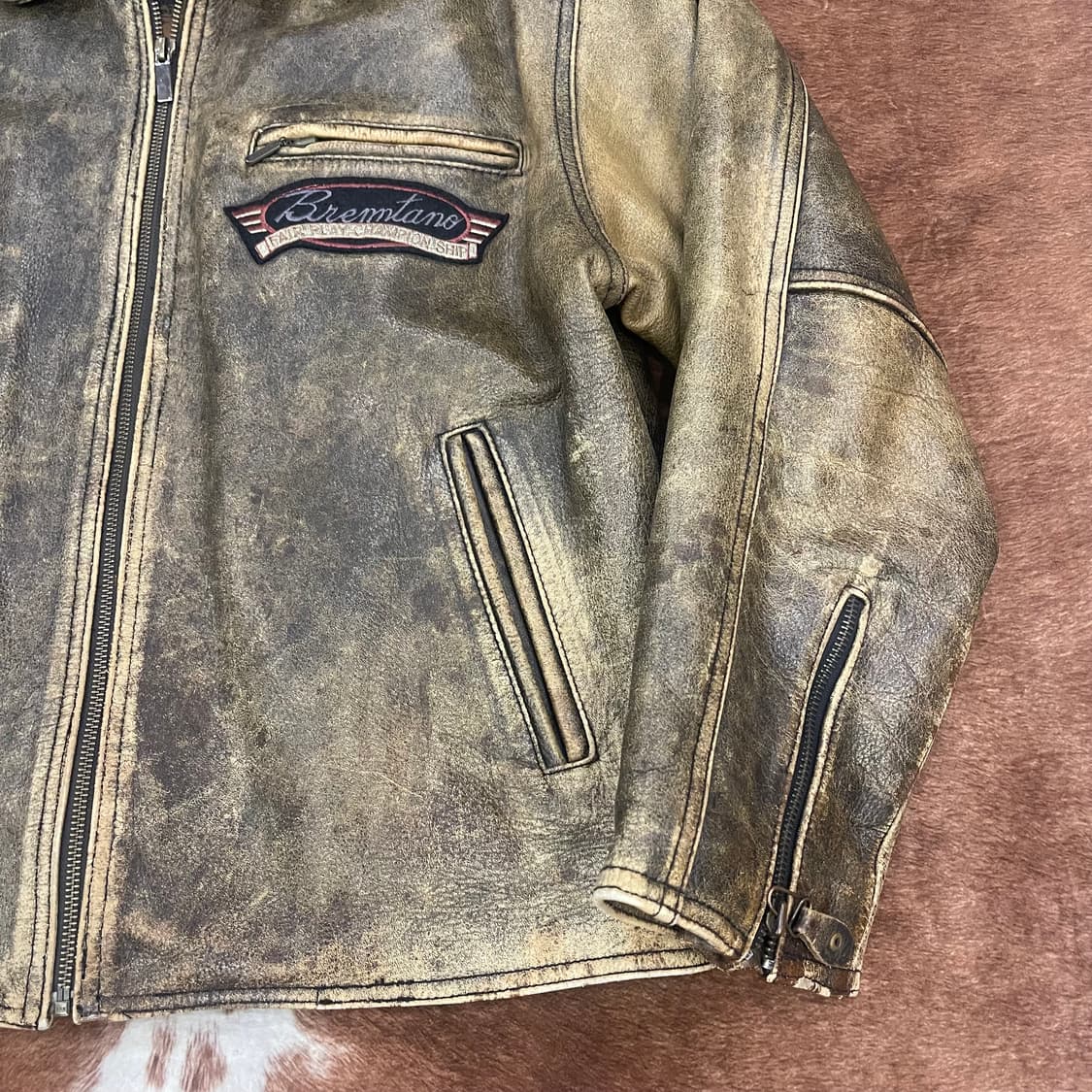90's Vintage Cowhide Leather Jacket 상품이미지4