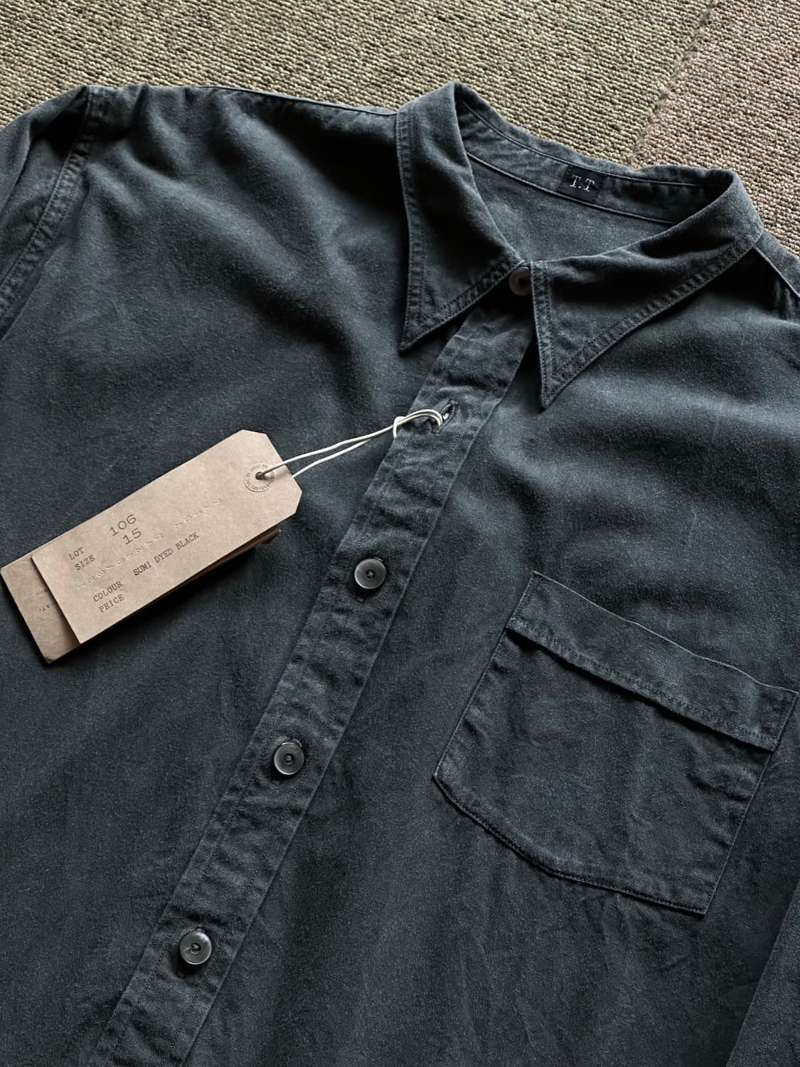 [15] 타이가타카하시 내로우카라 셔츠 수미 다이드 블랙 상품이미지6