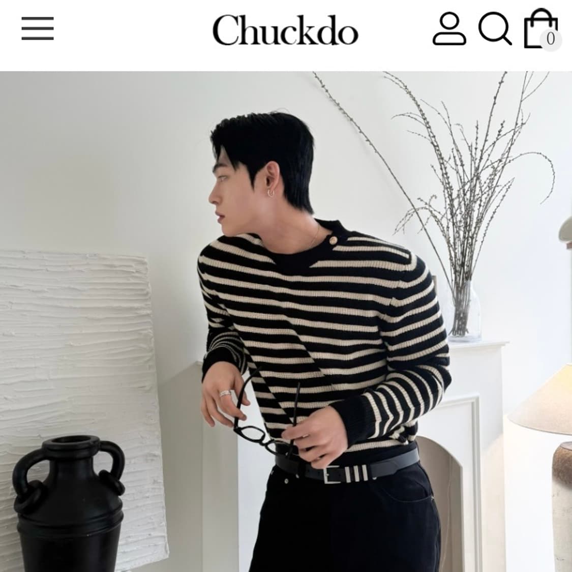 (M) 척도 Luf 금장 스트라이프 니트 상품이미지5