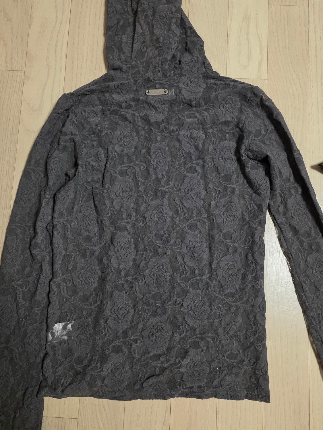 Nache Lace Hoodie Shirt Charcoal 상품이미지1