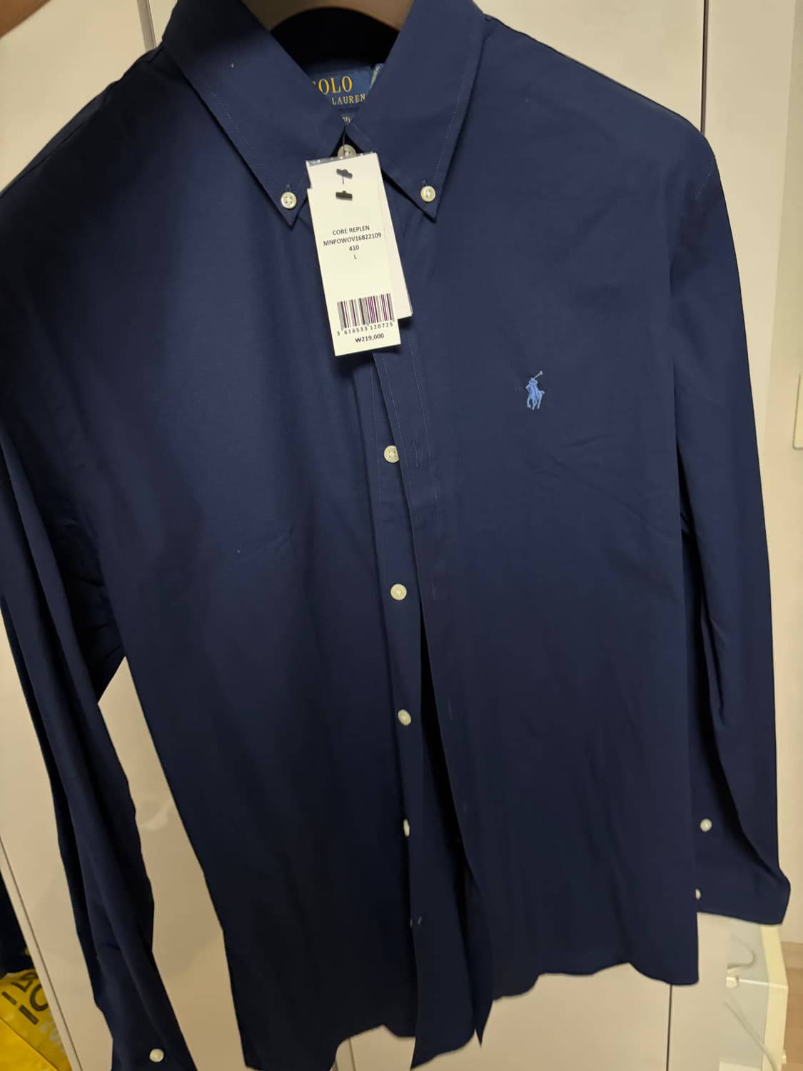 (새제품)폴로 랄프로렌 포플린 네이비 셔츠 커스텀핏 L 상품이미지1