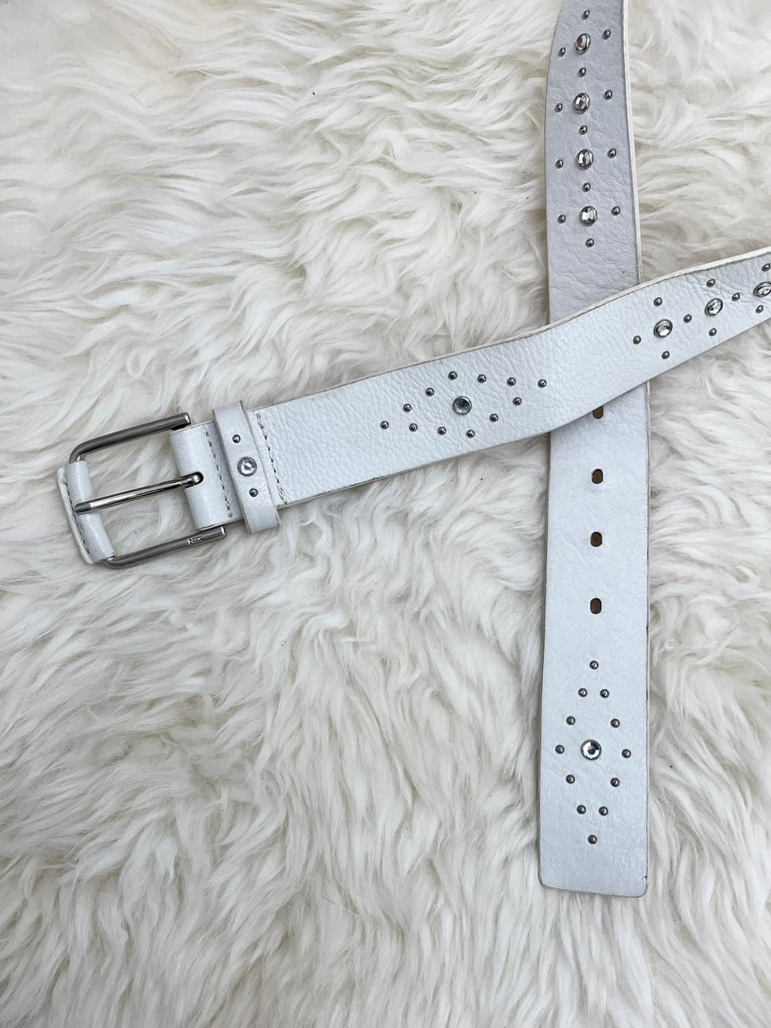 화이트페어리 리얼레더 큐빅 버클 벨트 상품이미지6