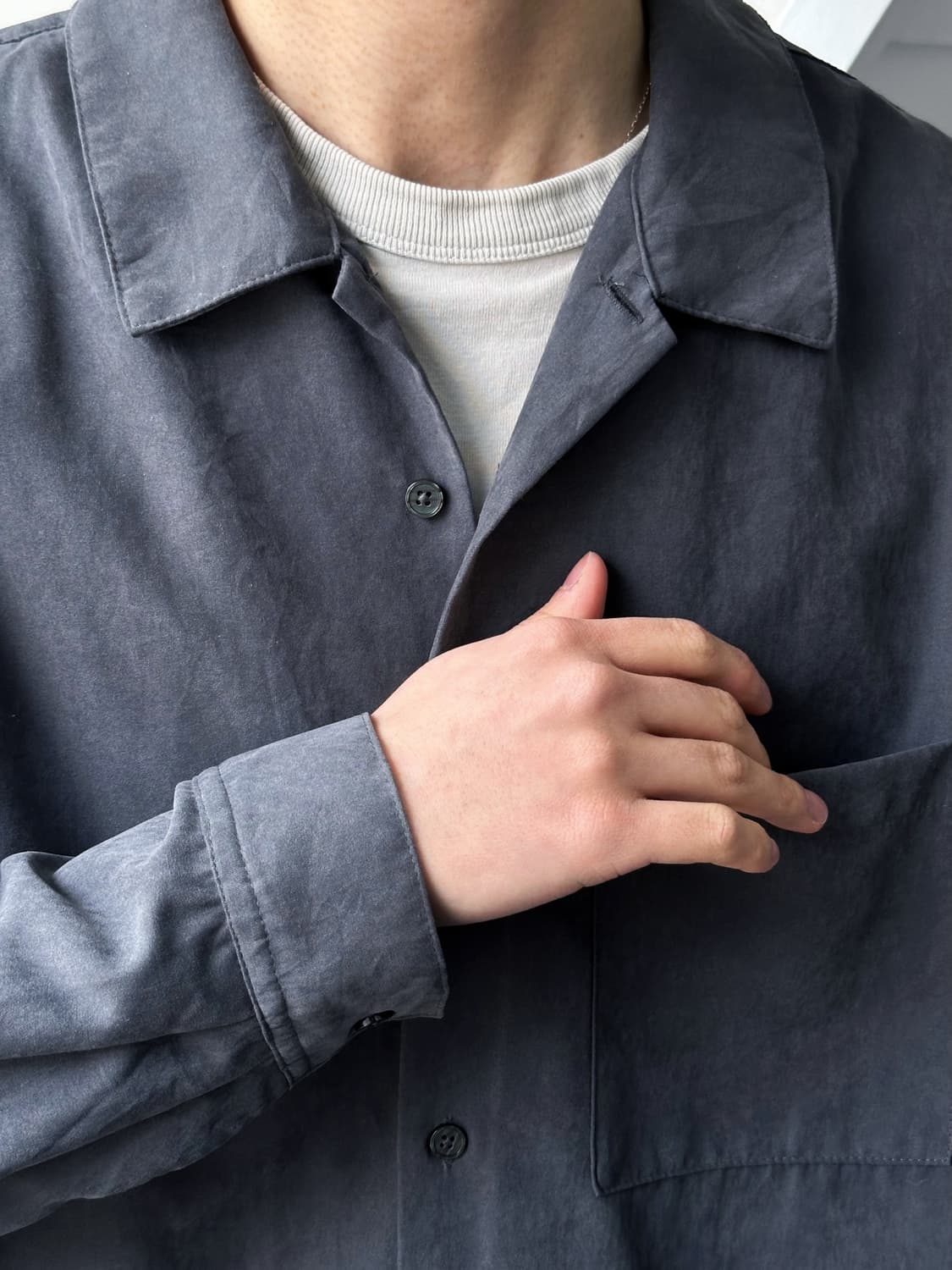  Soft fabric wide silhouette open collar 상품이미지9