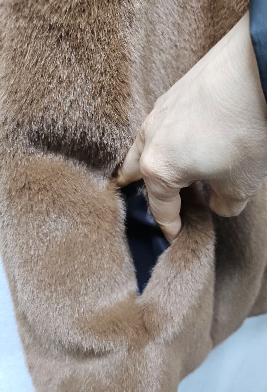 Merry.J 브라운 인조  퍼 조끼 M 상품이미지4