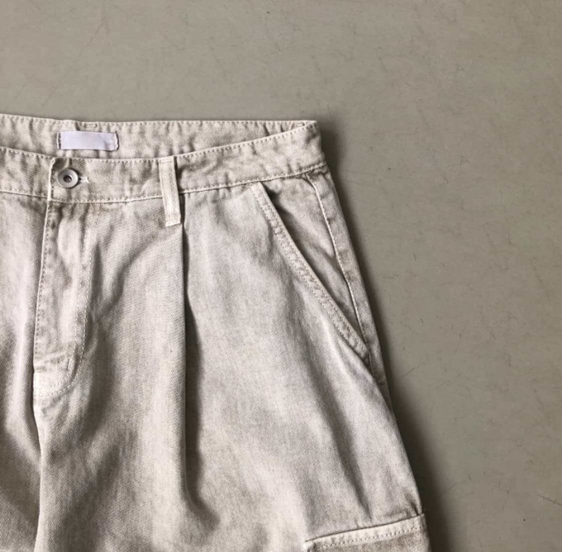 ESSU 원턱 빈티지 와이드 카고 팬츠 샌드 M 상품이미지5