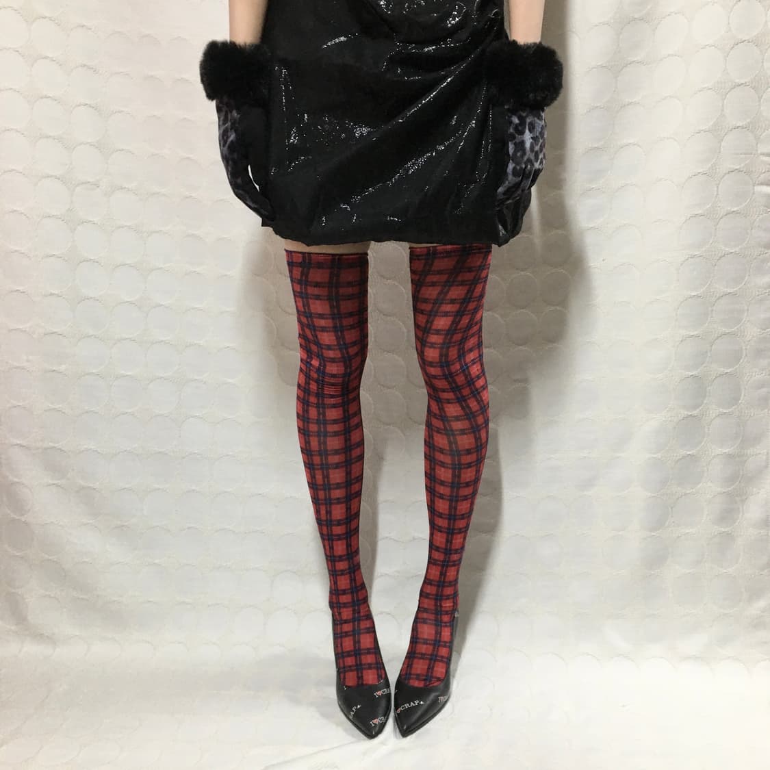 새상품 빨간 체크 롱삭스 상품이미지1