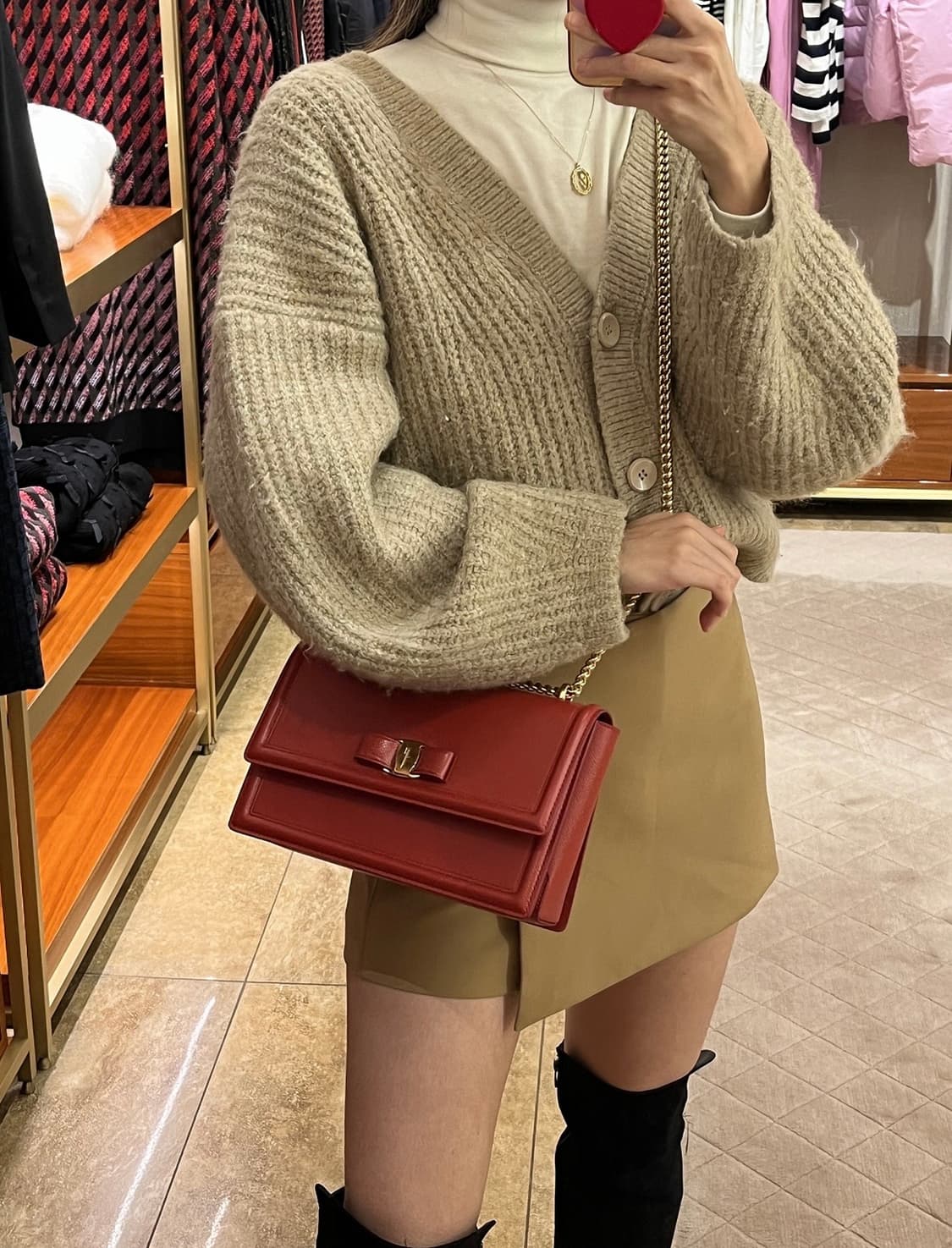 페라가모 빨간색 체인백 여성 가방 상품이미지2