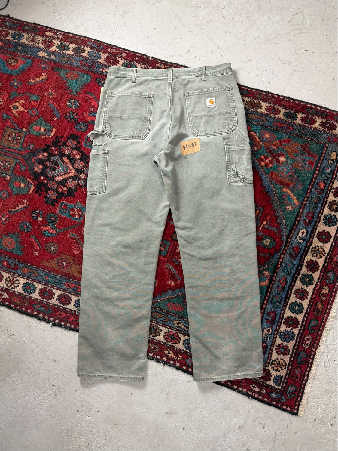 OG USA Made 칼하트 B01 더블니 팬츠 칼하트 MOS 모스그린 상품이미지3