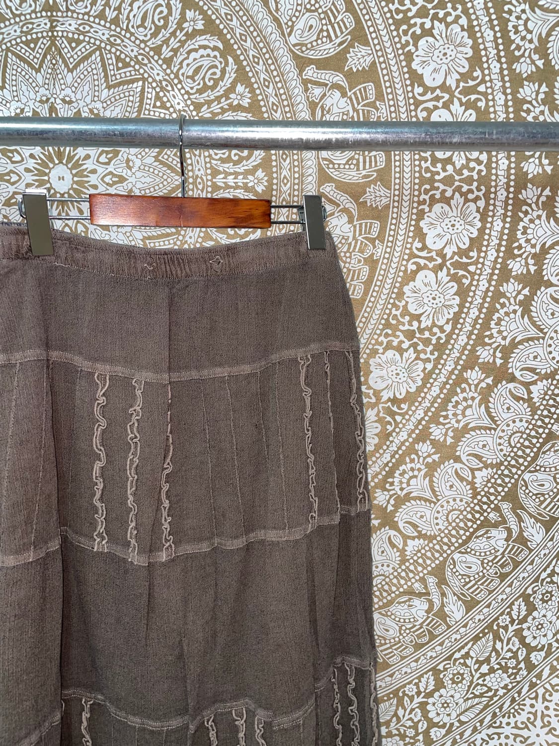 빈티지 여성 레이스 디테일 밴딩 린넨 스커트  상품이미지4