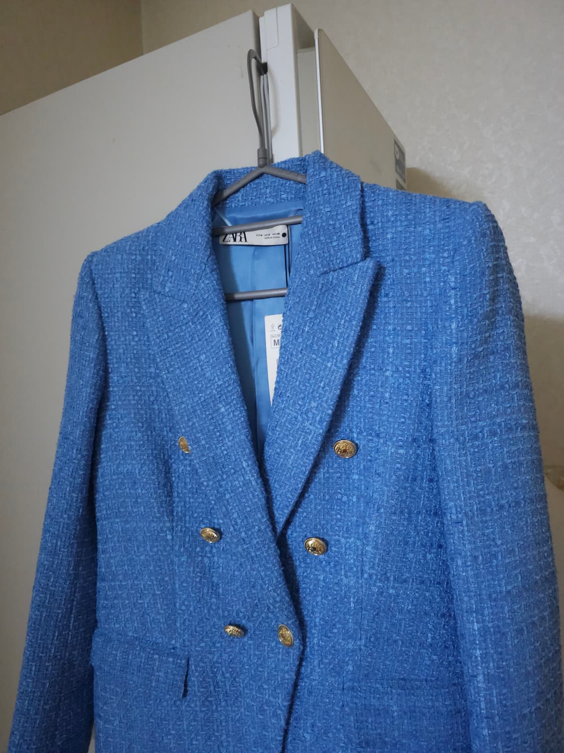 새상품)자라 블루 트위드 금장 버튼 자켓 상품이미지2