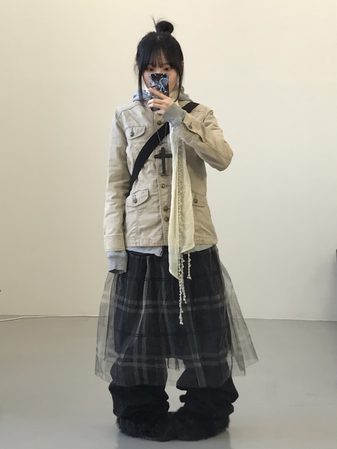 Jpn Poly Checked Midi Skirts 상품이미지3
