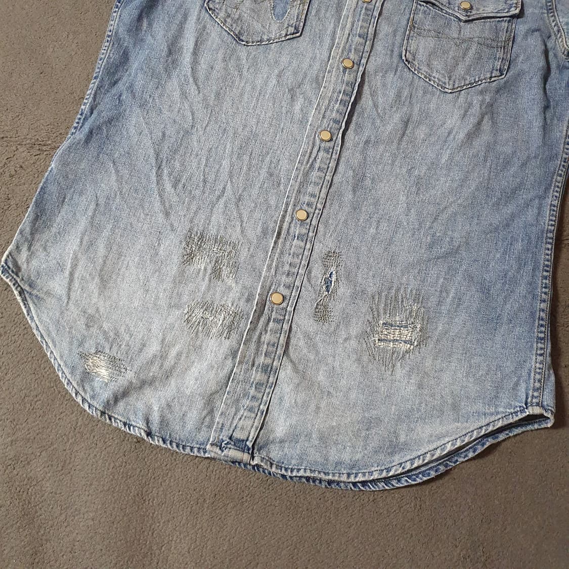 폴로 패치워크 웨스턴 반팔 데님 셔츠 S 상품이미지4