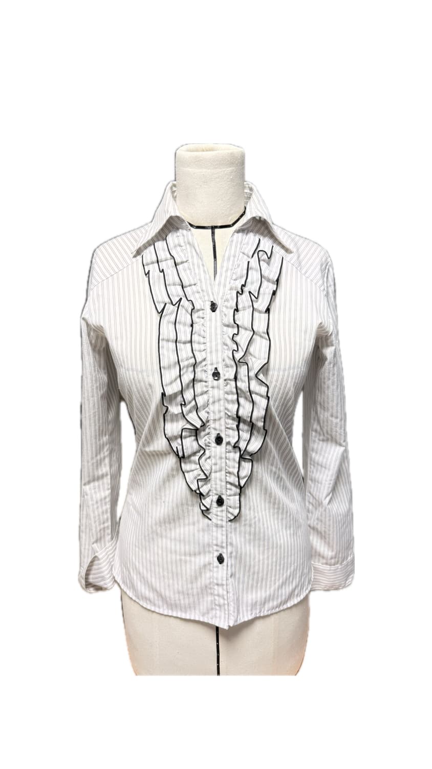 고딕 긱시크 스트라이프 레이스 블라우스 상품이미지1