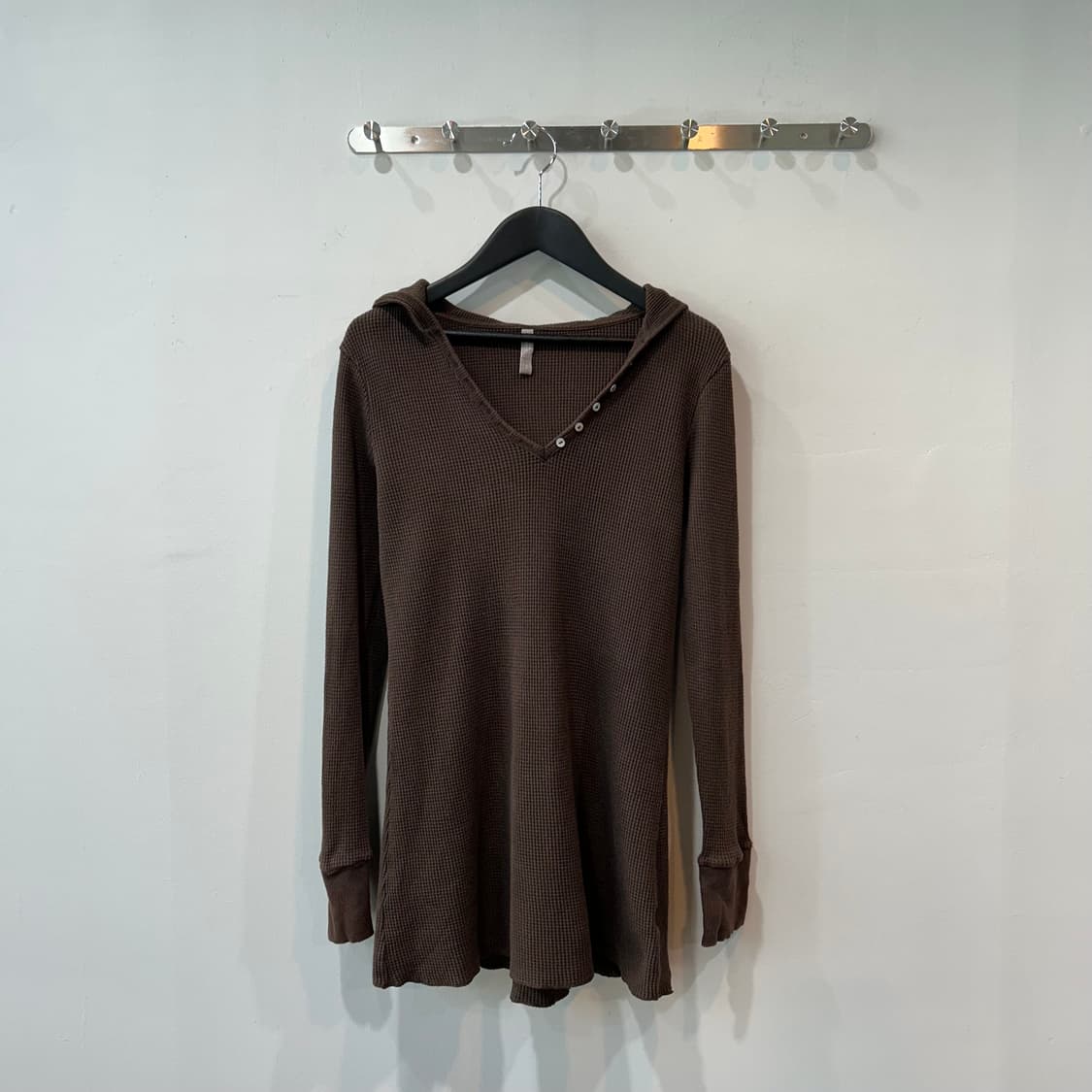 브라운 와플 후드 롱 슬리브 상품이미지1