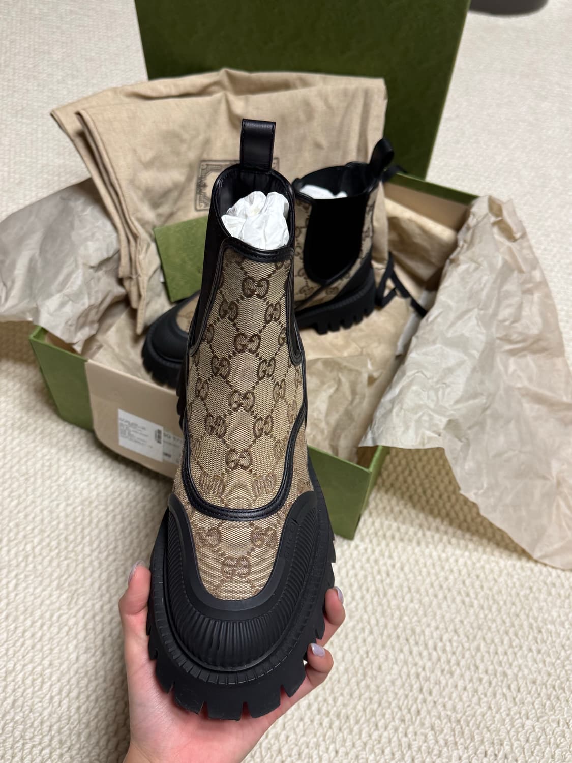 구찌 GG 캔버스 앵클부츠 베이지 36사이즈 상품이미지3