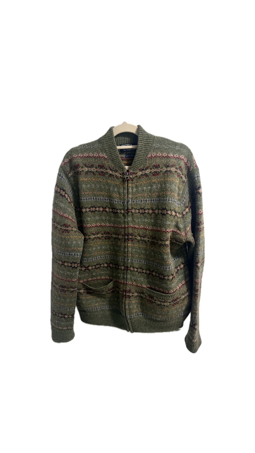 빈티지 폴로 니트 집업 울100% 상품이미지1