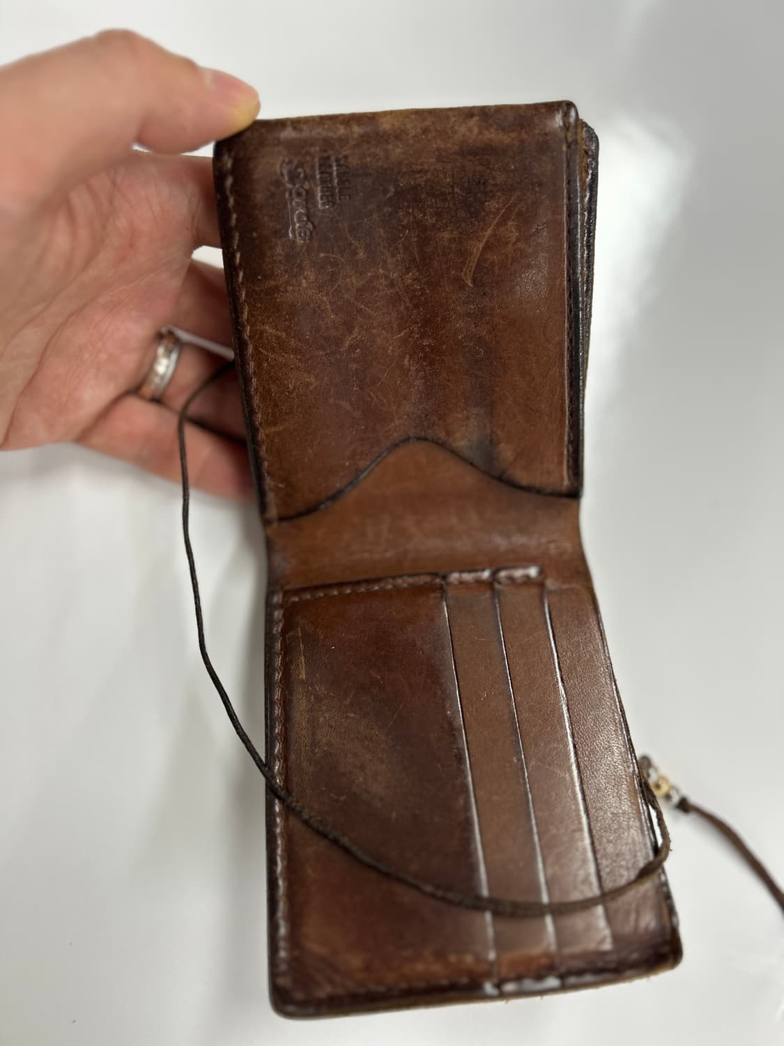 GOROS 고로스 네츄럴 브라운 새들레더 콘초 반지갑 상품이미지8