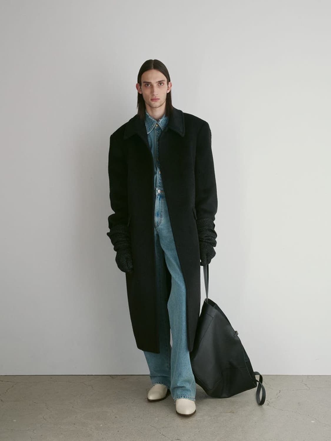 렉토 라마 울 블렌드 발마칸 코트 블랙 M사이즈 상품이미지1