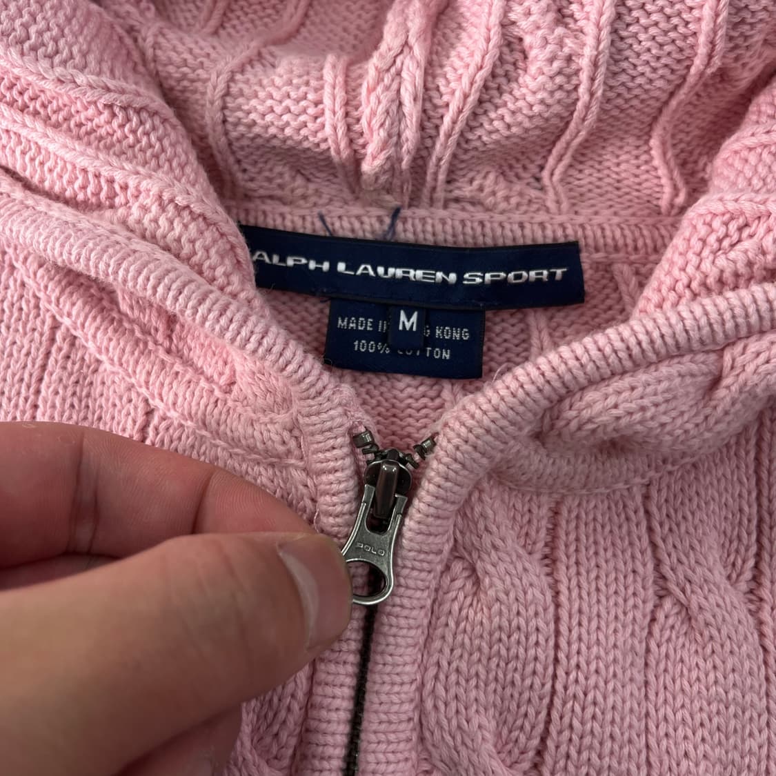 W95 폴로랄프로렌 꽈배기 핑크 후드집업 상품이미지3