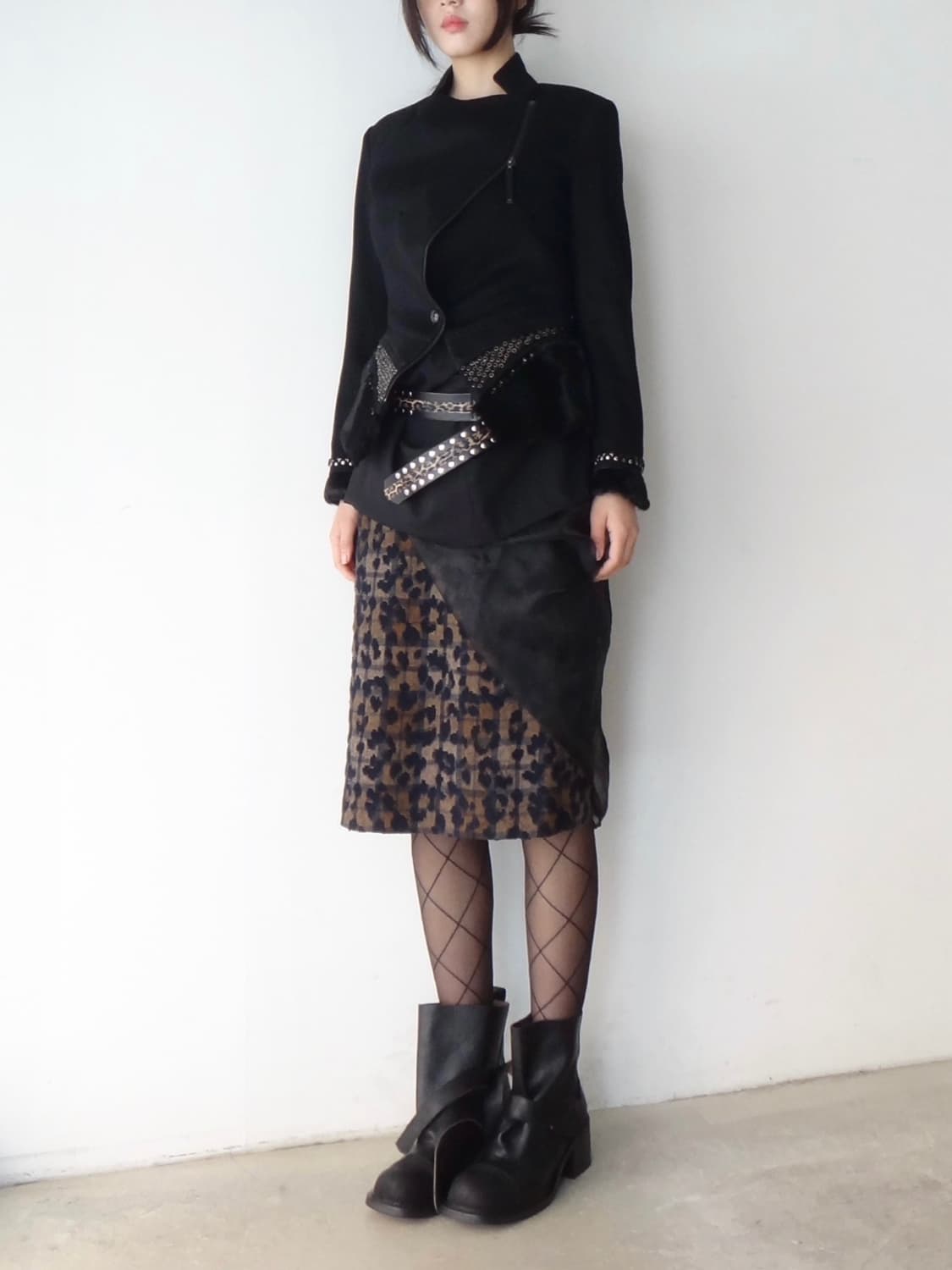 Clover pattern formal skirt / brown 상품이미지6