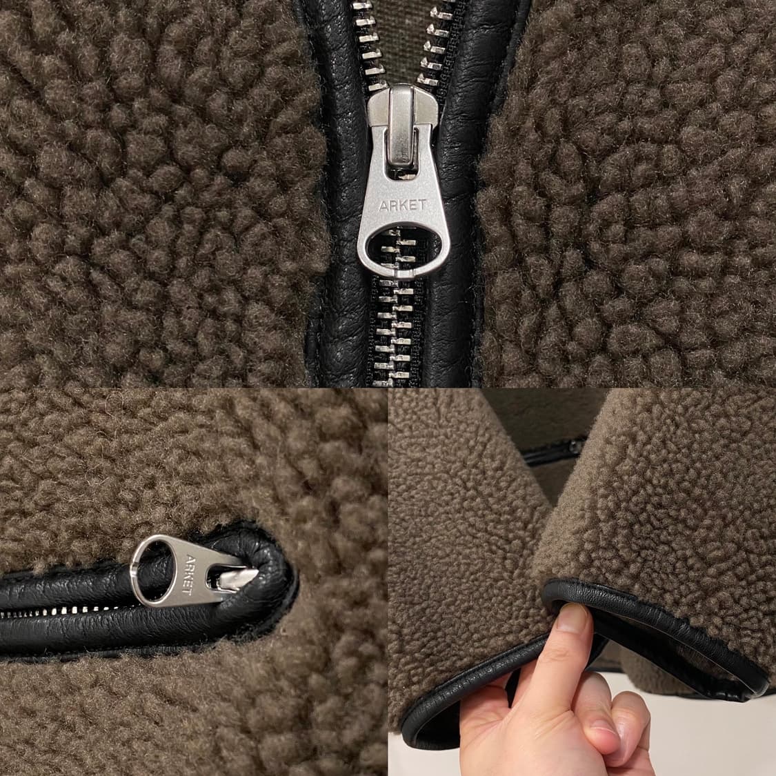 아르켓 레더 트리밍 테디 플리스 파일 아노락 상품이미지5