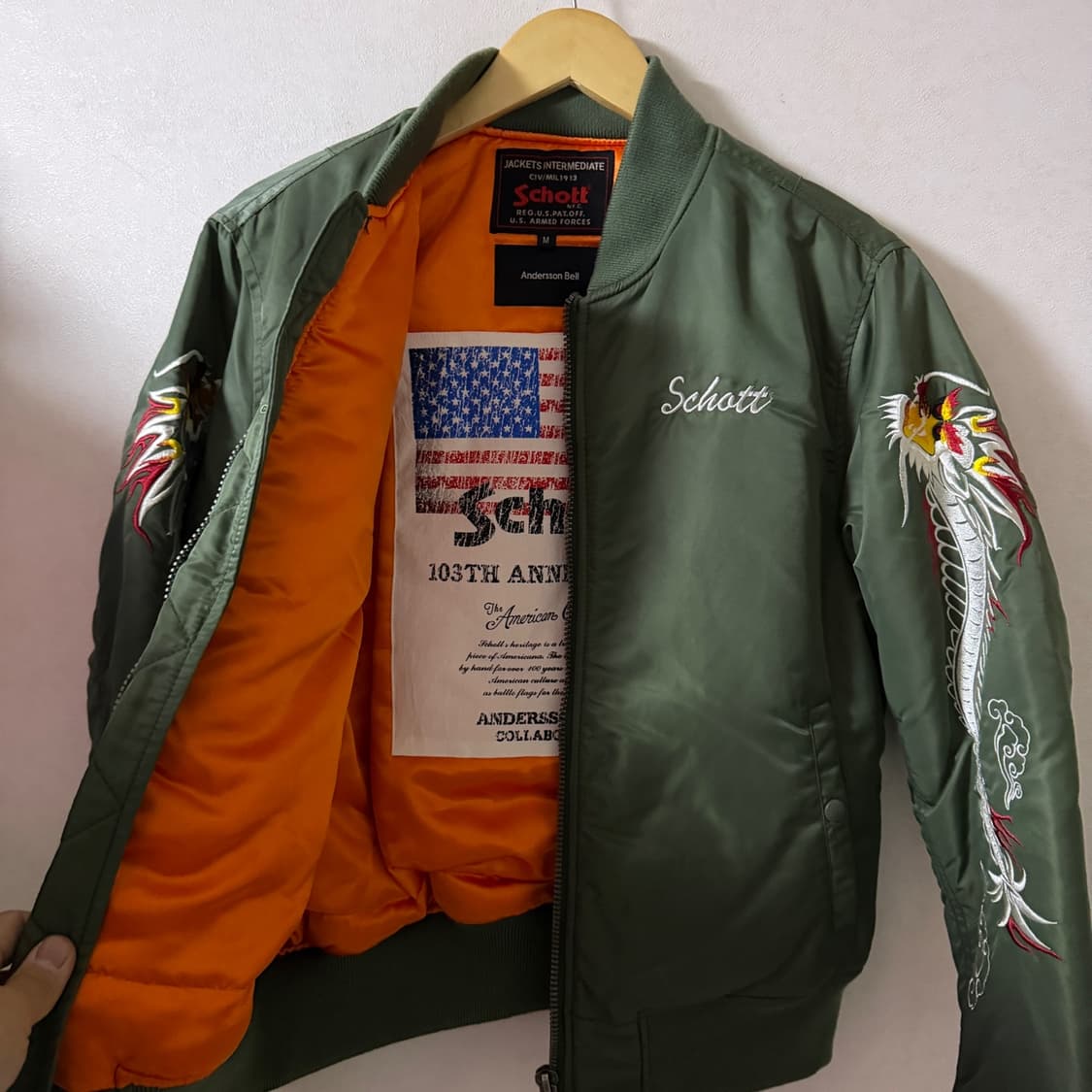 앤더슨벨X쇼트 MA-1 자켓 카키 L (95-슬림 100) 상품이미지4