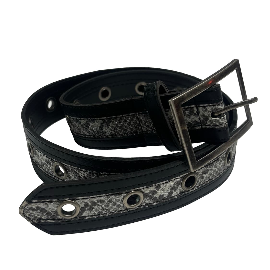 파이톤 패턴 레이어드 아일렛 벨트 상품이미지1