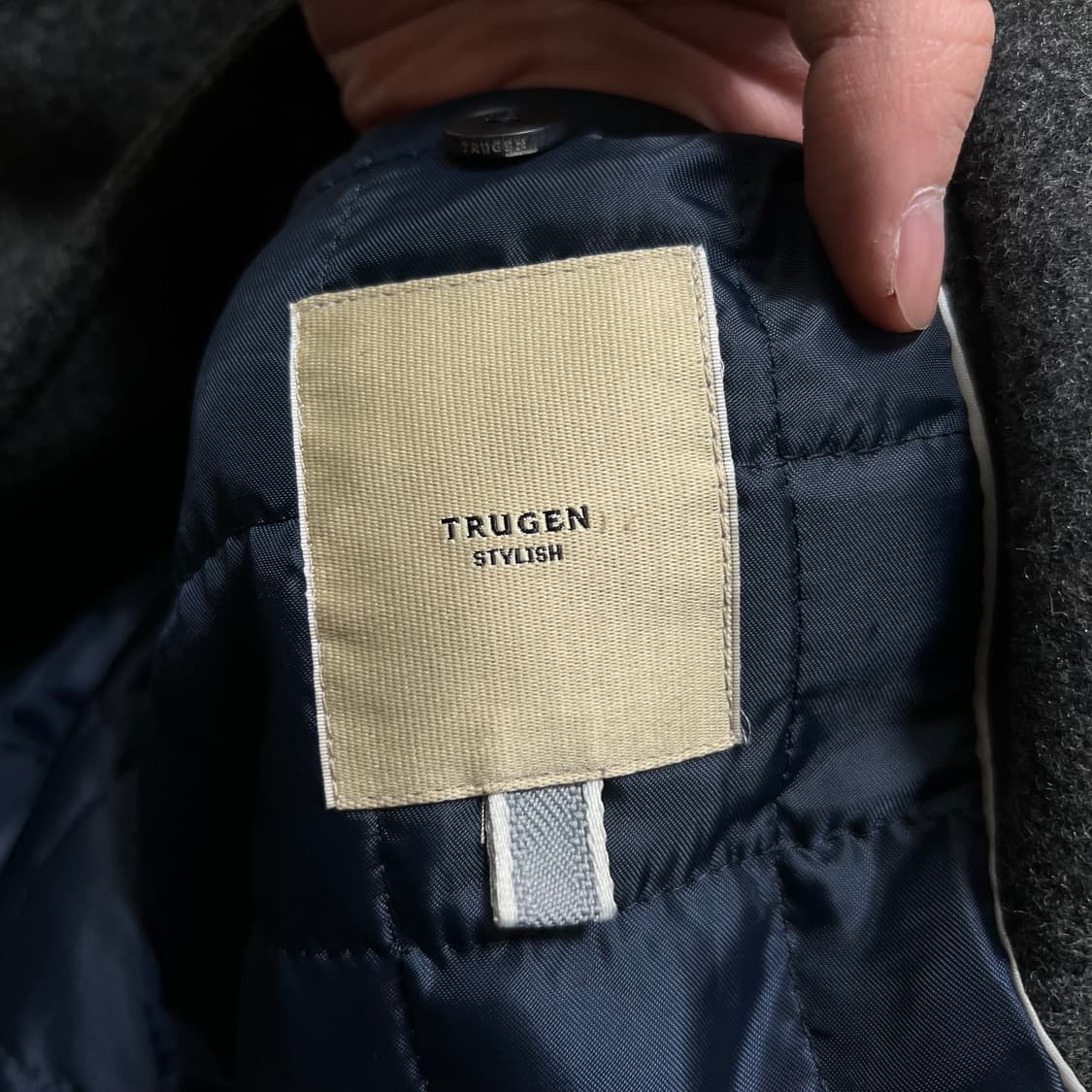 트루젠 모직 배색 하이넥 싱글코트 [그레이] XL/105 상품이미지5