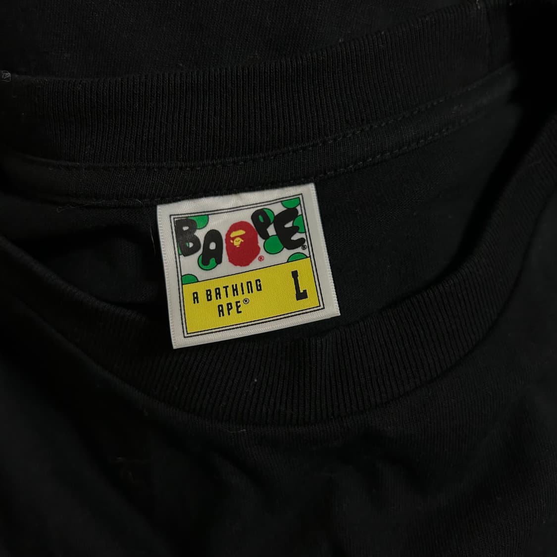 BAPE 베이프 퍼스트 카모 컬리지 반팔 티셔츠 블랙 옐로우 L 상품이미지7