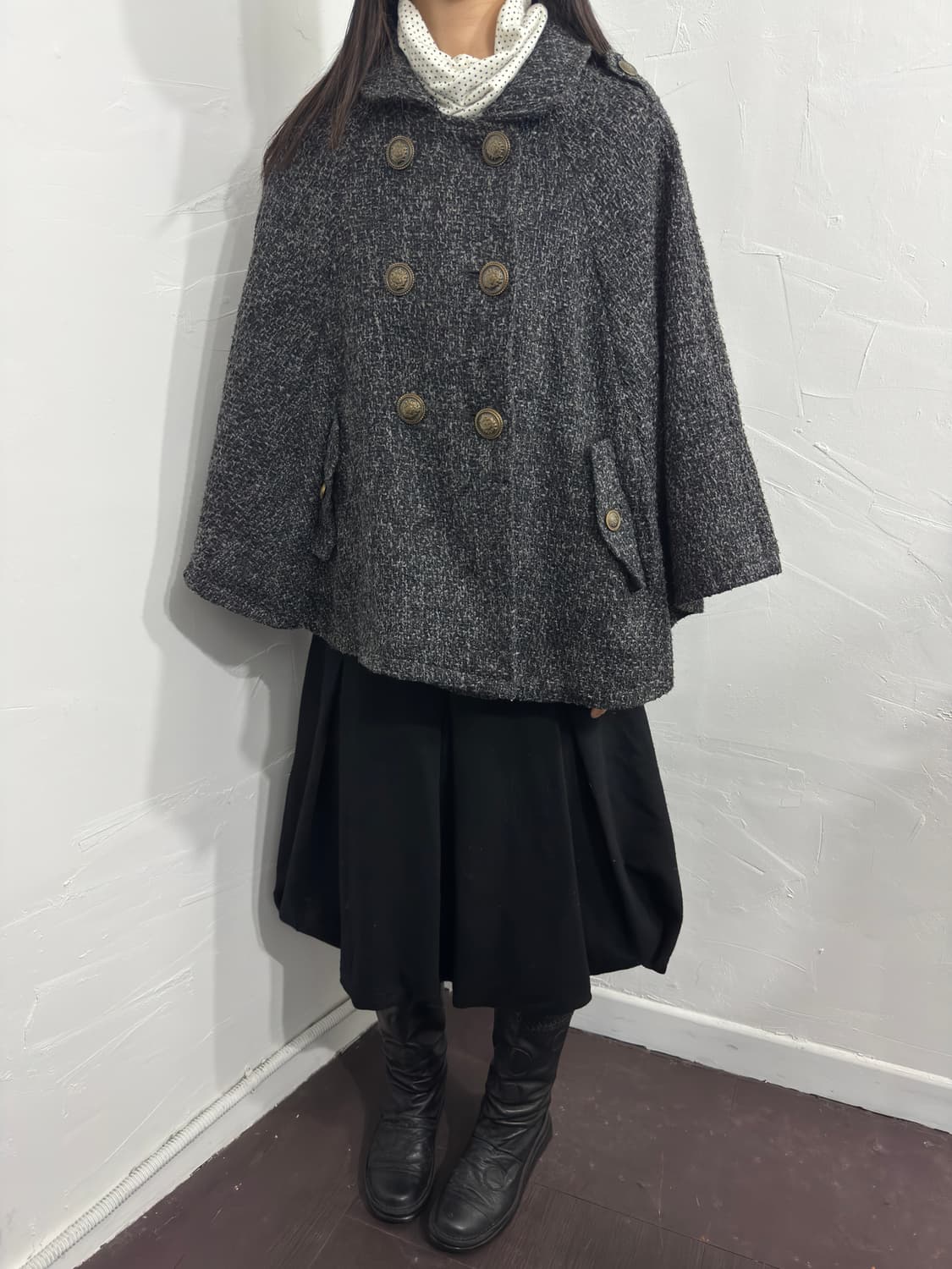 africataro button design cape coat 상품이미지3