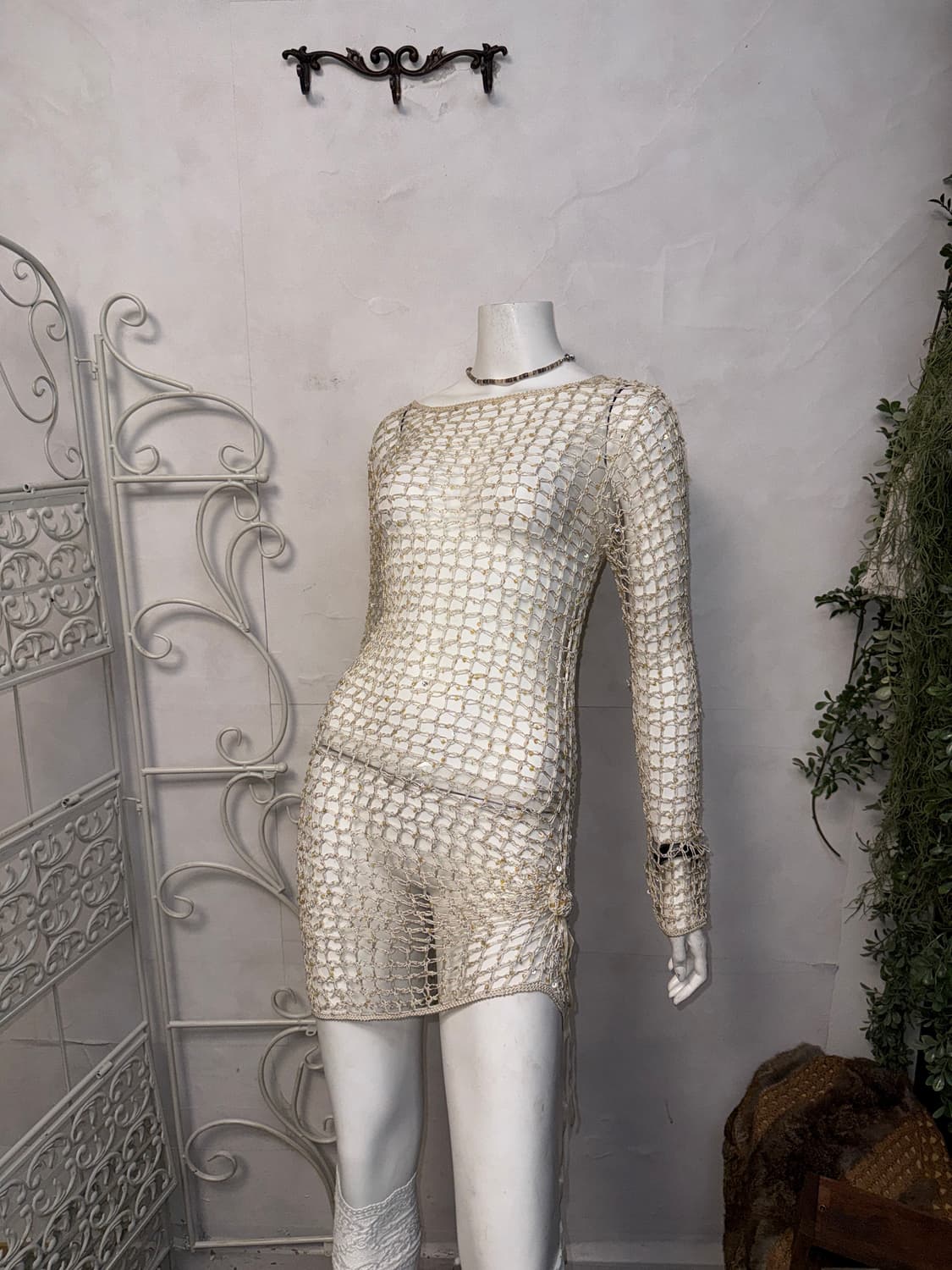 Ivory spangled net loose knit 상품이미지2