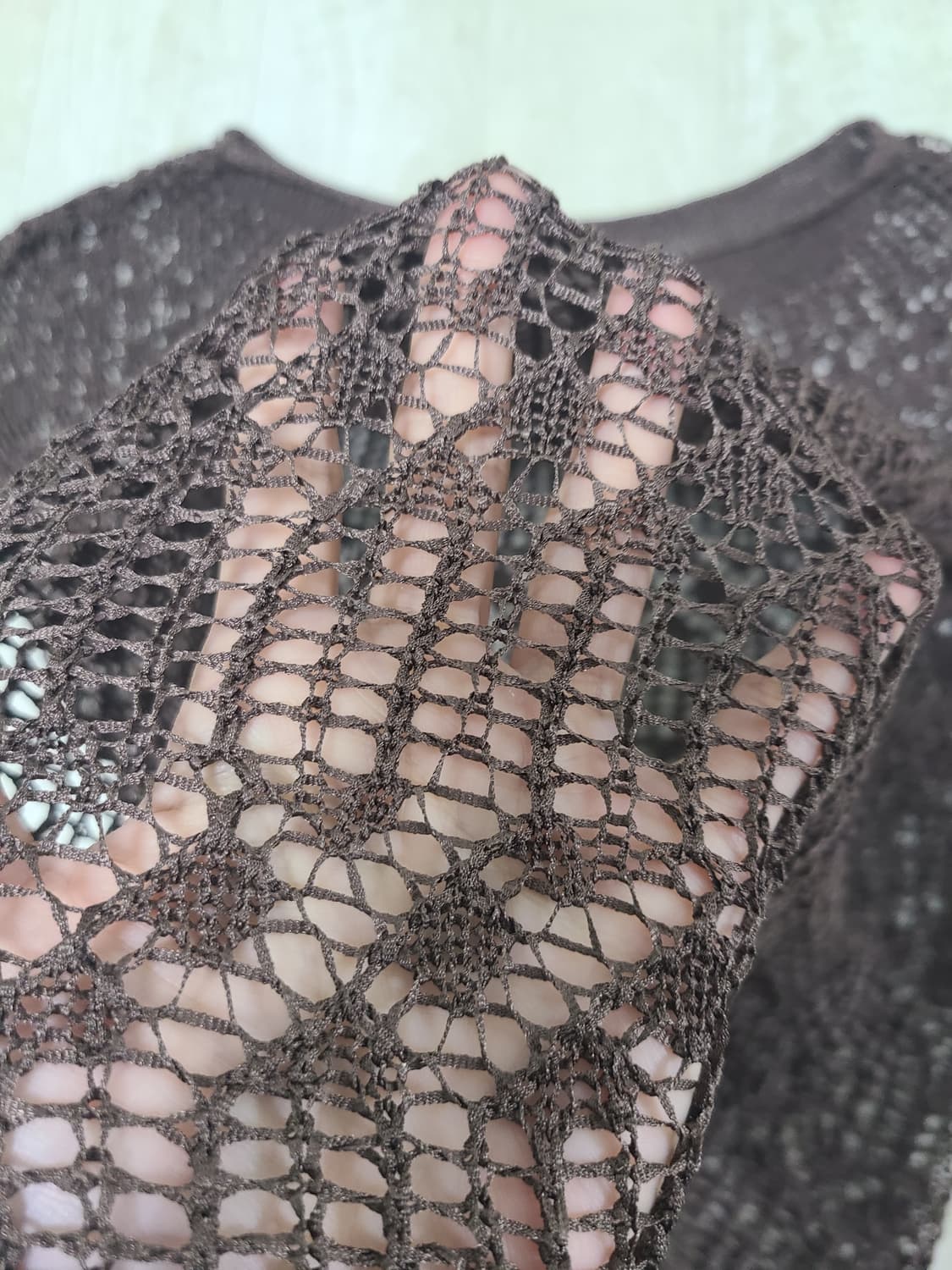 도쿄빈티지 새상품 그물 레이어드 티 갈색 상품이미지2