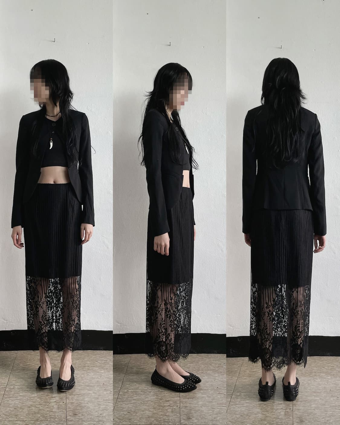 jpn vtg 레이스 시스루 롱 스커트 상품이미지2