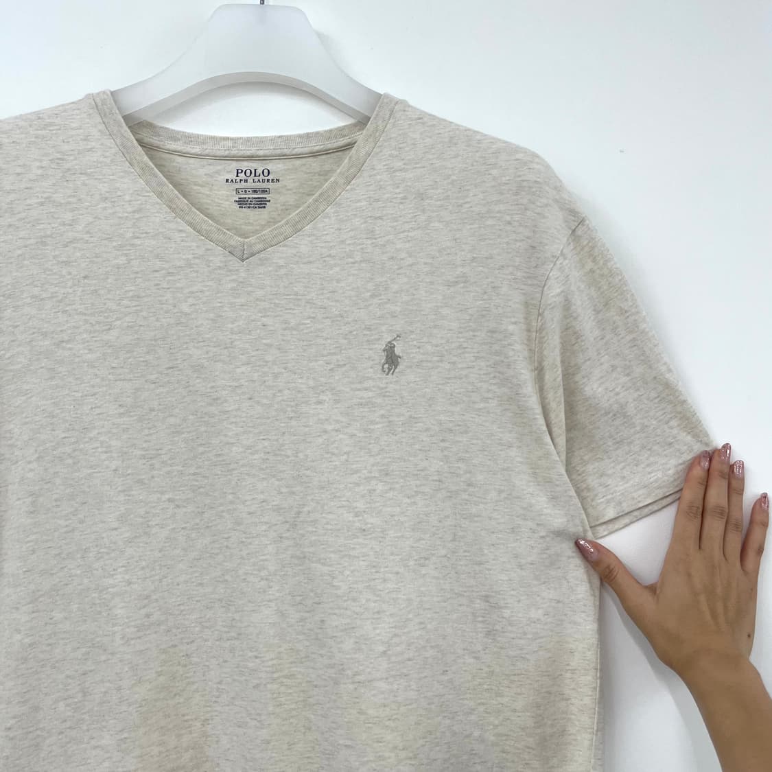 폴로 랄프로렌 브이넥 코튼 오트밀 반팔 티셔츠 상품이미지4