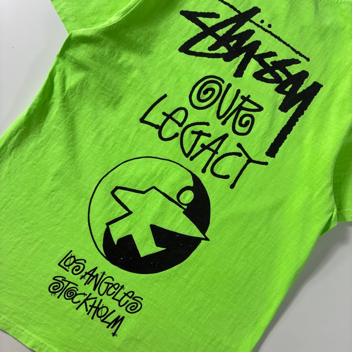 Stussy  스투시 x 아워레거시 라임그린 반팔티셔츠  상품이미지4