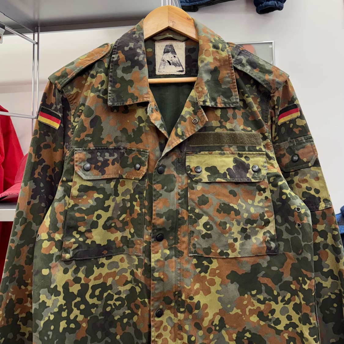 90s 빈티지 독일군 플랙탄 카모 셔츠 자켓 (L)   상품이미지1
