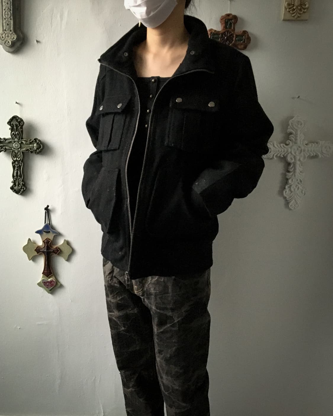 Pocket point woolen high neck jacket 상품이미지6