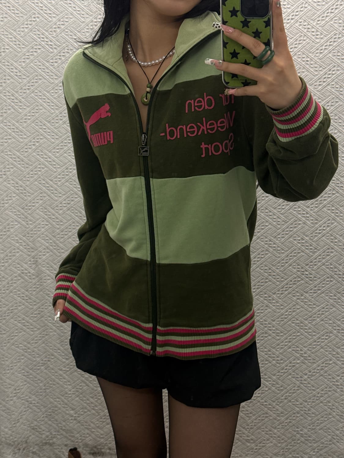 푸마 희귀 레트로 Y2K 키치 대장급 TKHKI 말차카키 집업 K0162 상품이미지2