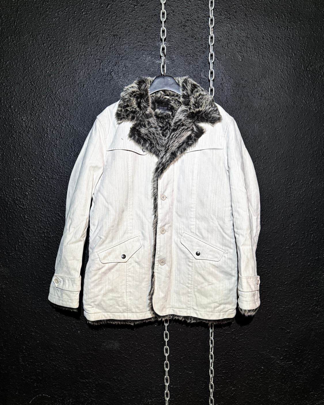 White cotton fur lineing Vkei jacket 상품이미지1