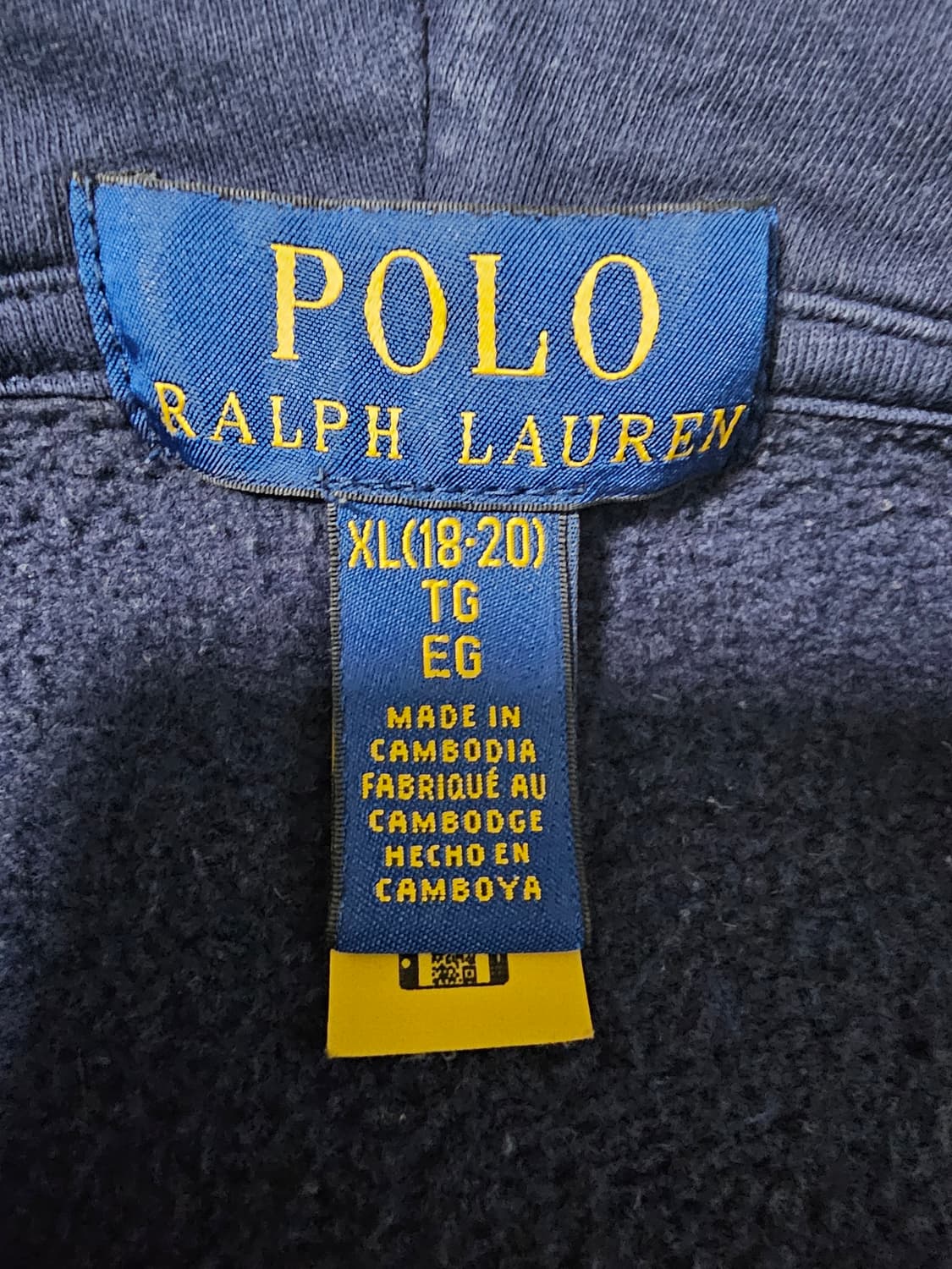 폴로 랄프로렌 (QR코드정품)네이비 후드 집업 보이즈XL 상품이미지4