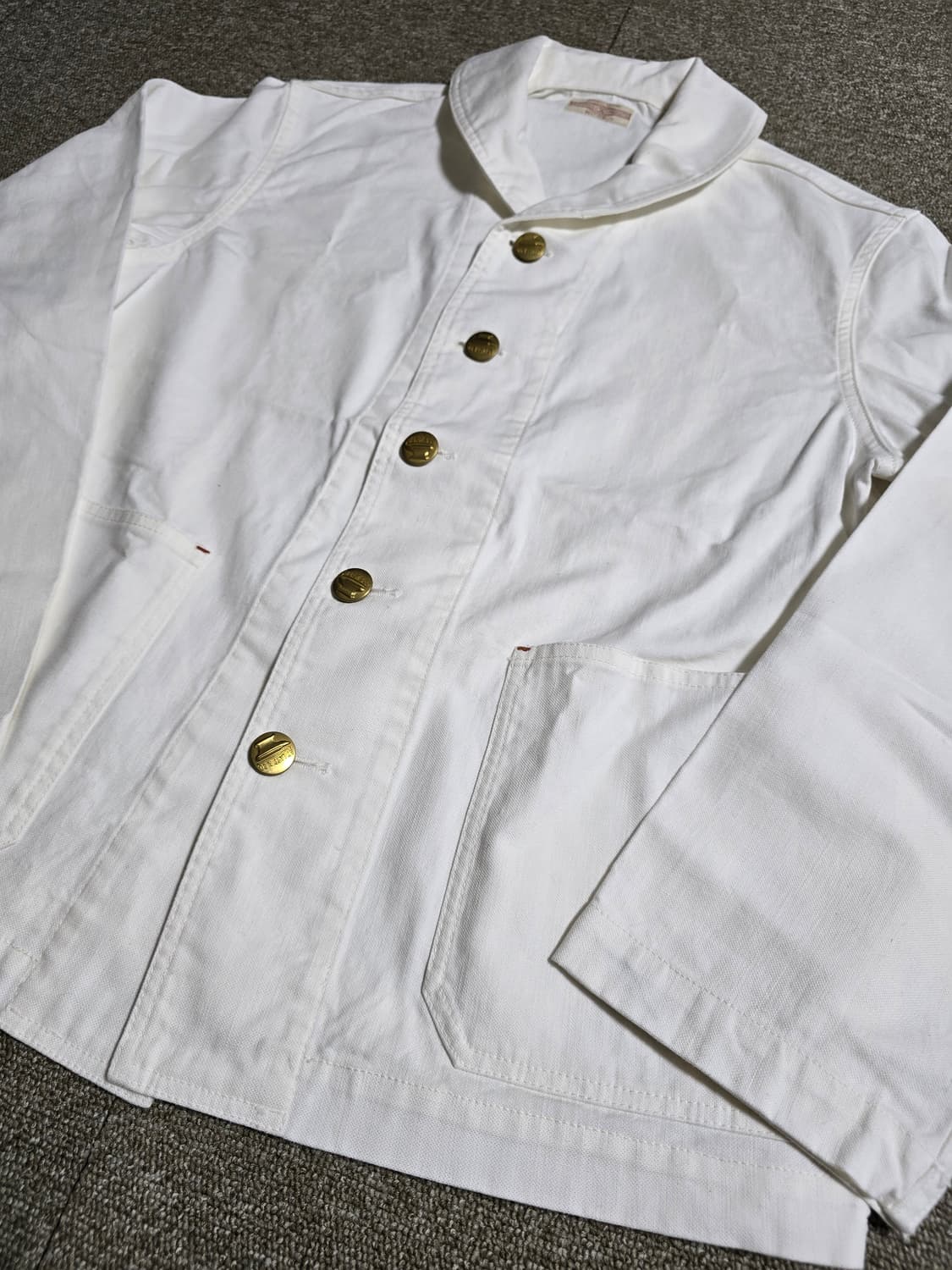 타임원클로딩 엣라스트 엣라코 데님 세일러 커버올 자켓44 화이트 부처프로 상품이미지3