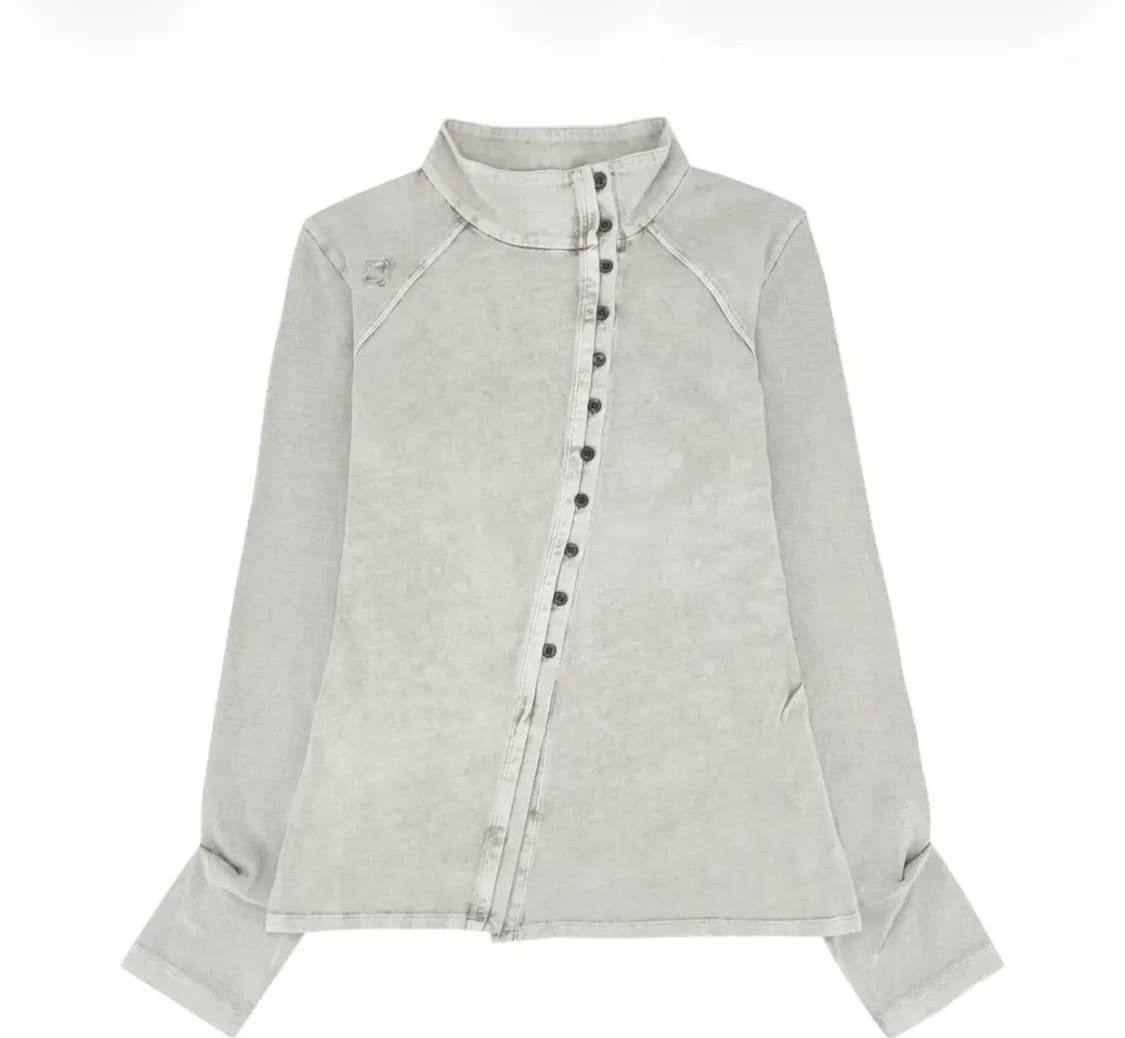 (W) 미스치프 워시드 저지 셔츠 라이트 베이지 S 상품이미지1