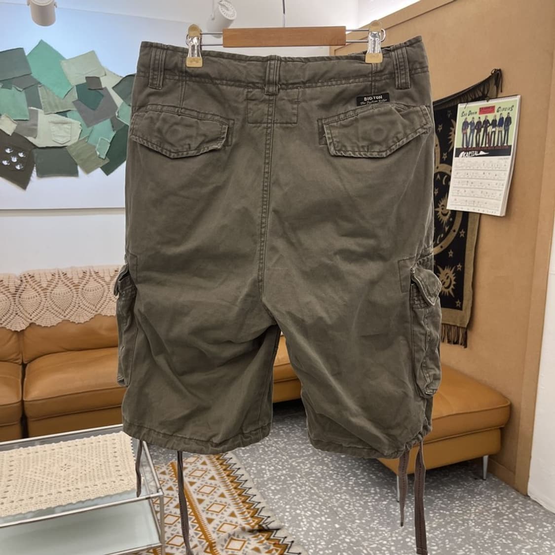 빈티지 캐주얼 스트릿 힙합 말차카키 카고 반바지 30인치 C11043 상품이미지4