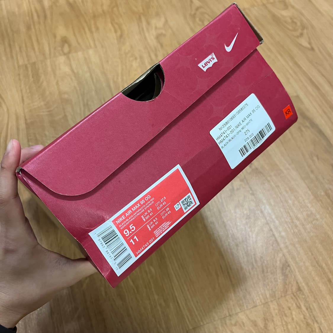 새상품/ 리바이스 나이키 에어맥스 95 블랙 데님 275 상품이미지4