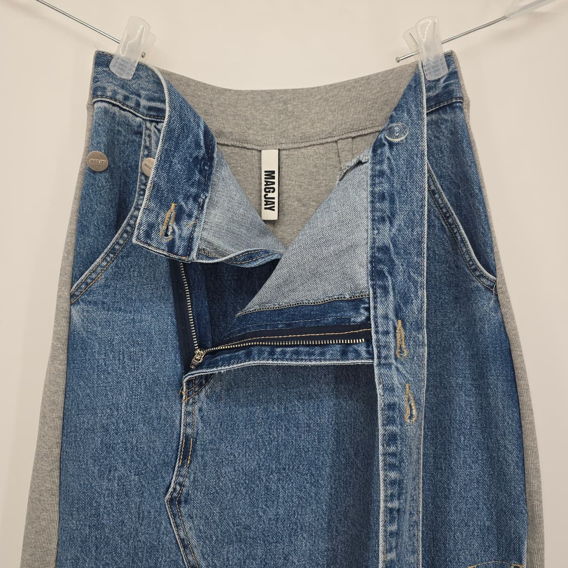 MAGJAY 데님 믹스 트레이닝 스판 롱스커트  55-66 상품이미지7