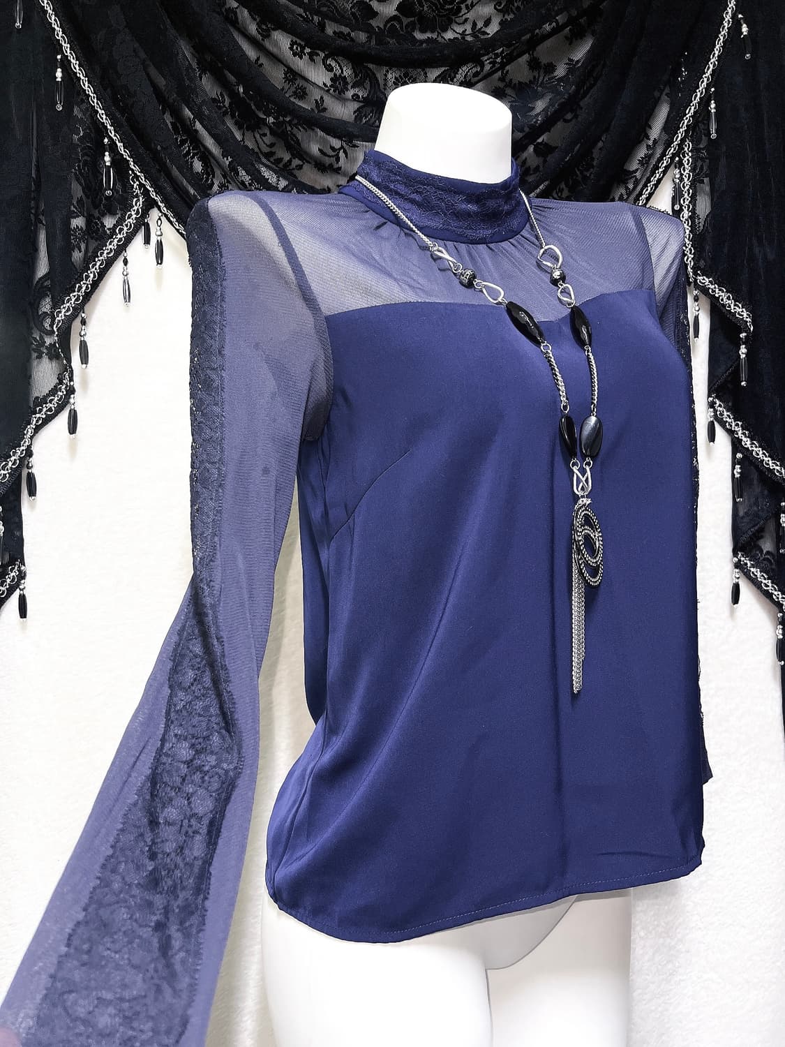 세실맥비 오네갸루 히메 섹시 시스루 레이스 블라우스 아게하 고스펑크 핀터 상품이미지2