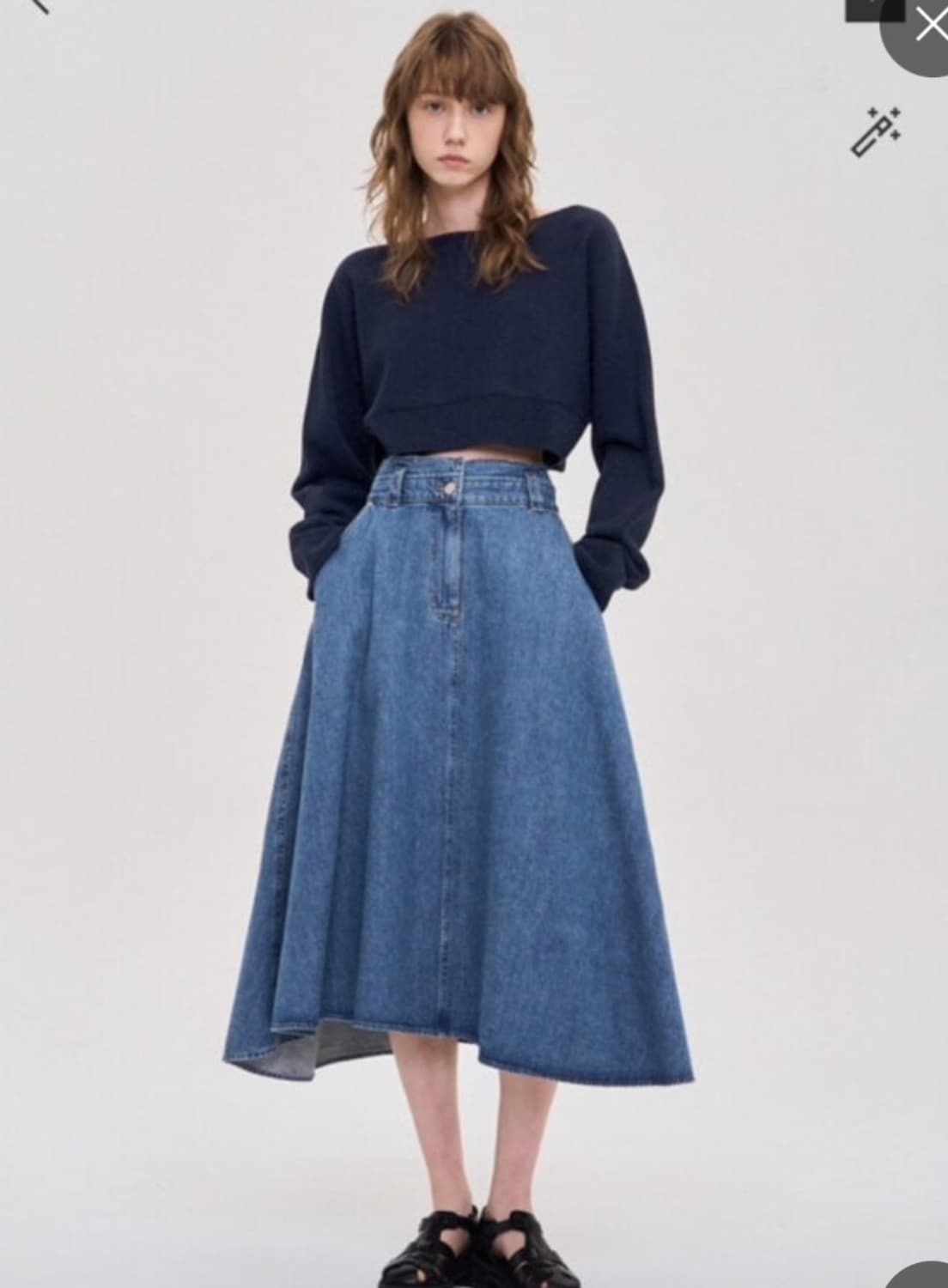 한섬 시스템 2023 언밸런스 헴 백밴딩 스커트 64-94사이즈 상품이미지1