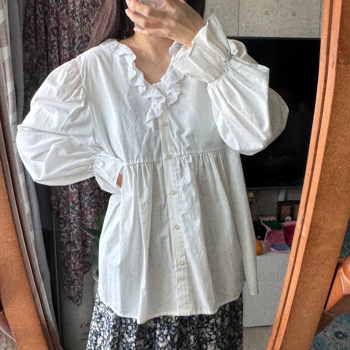 화이트 레이스 러블리 블라우스 상품이미지2