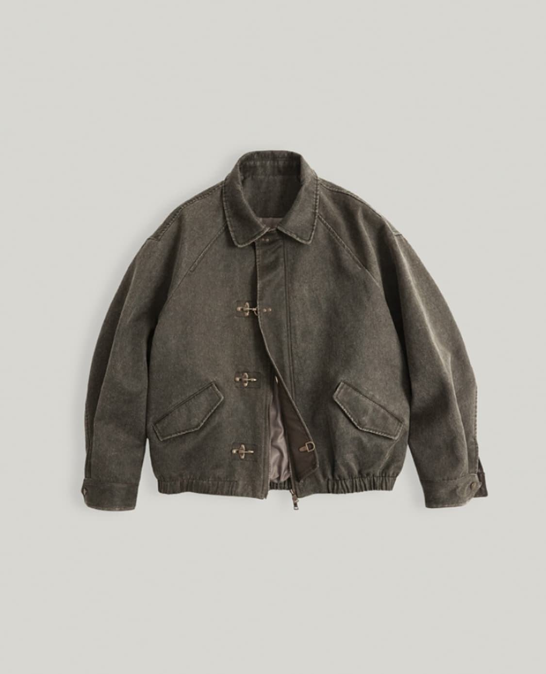 아크블루 비건 레더 블루종 자켓 crack brown M 상품이미지1